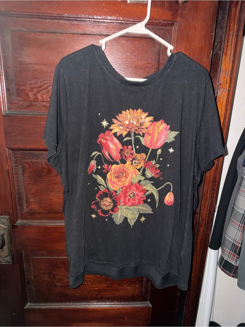 Maurices Black Short-Sleeve Tee with Orange and Pink Floral Print
